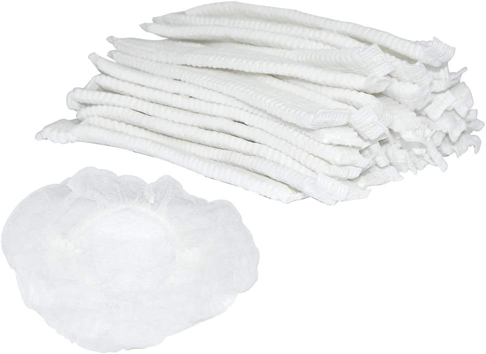 Bouffant Scrub Caps Disposable Non Woven Anti Dust Strip Shower Cap for Spa,Salon, Disposable Hair Net(Hats) Free Size For Cosmetics, Beauty, Kitchen, Cooking, Industries, Hospital White 100Pcs
