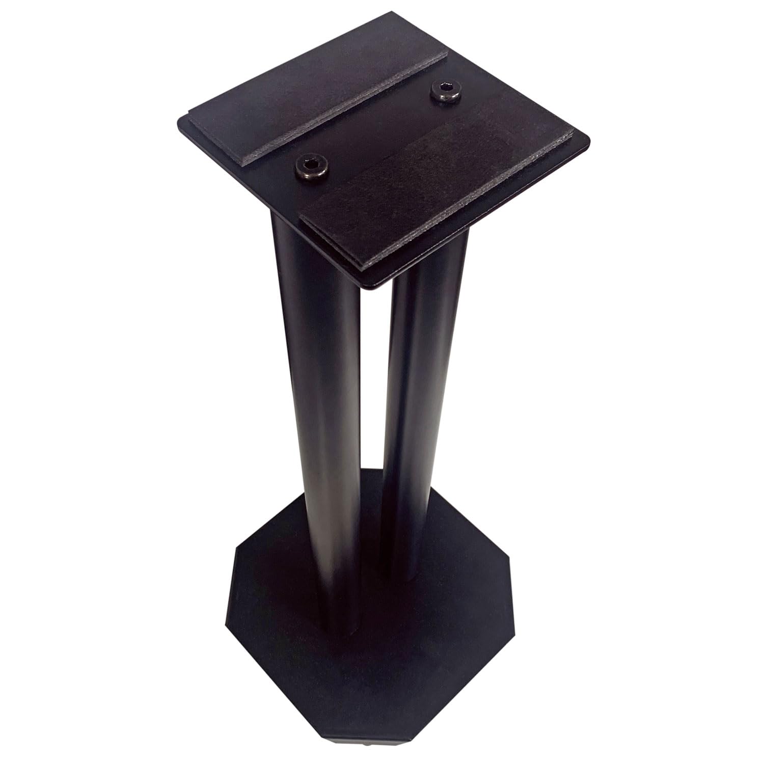 QTX Supporti per monitor da studio, altezza 50 cm, forniti in coppia, supporti per altoparlanti in acciaio nero con picchetti, ideali per home studio, suono surround, home cinema, DJ e apparecchiature
