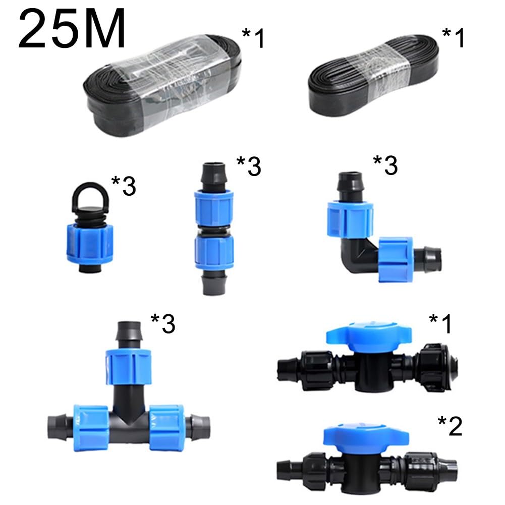 Kit di irrigazione a goccia da 16 mm, sistema di irrigazione completo da giardino con valvole a sfera e Tee, adatto per ortaggi domestici