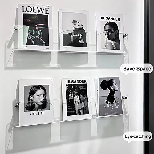 Porte-revues mural transparent 60 cm pour rangement de documents