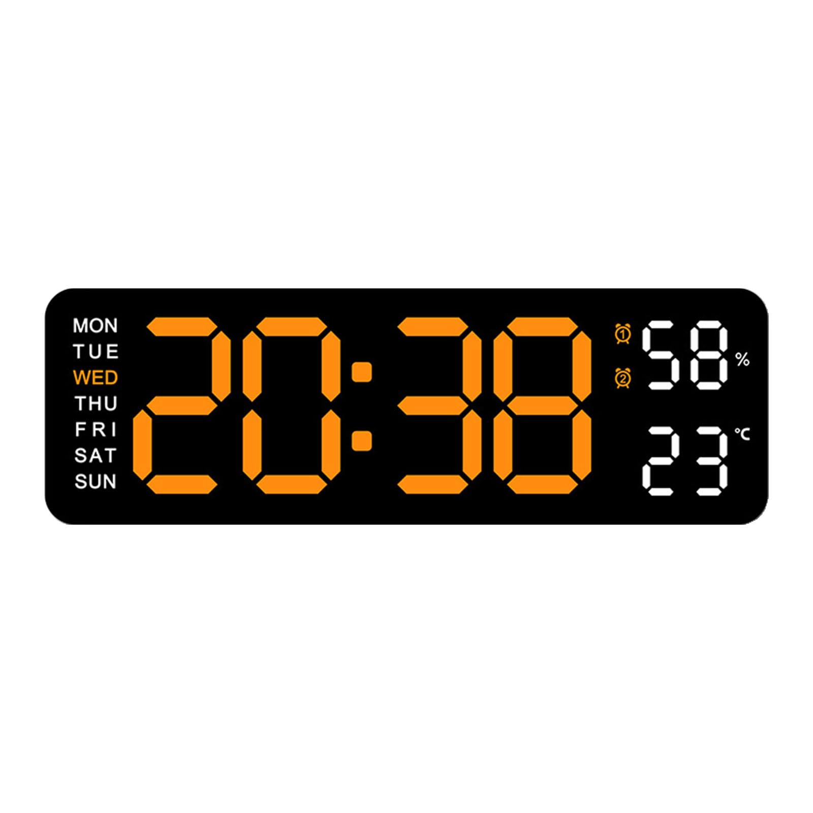 alloneslife Digital LED Wall Alarm Clock with 9in LED Calendar and Temperature Display for Bedroom Living Room Desktop Decoration Student Dormitory Clock