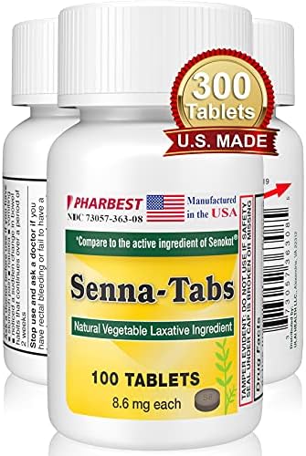 Ulai Senna Tablets 100 Ct. | Natural Vegetable Laxative [Made in USA] | Laxatives for Constipation, Weight Management, Gas, Regularity | Pharbest (3 Bottles)