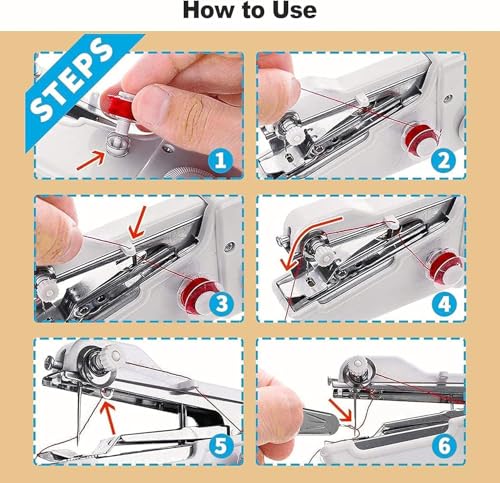 Image of Handheld Sewing Machine, Portable & Cordless Mini Sewing Machine for Beginners - Electric Fast Stitching, DIY Fabric Clothes Repair Kit, Home Travel Mending Machine with Accessories(White)