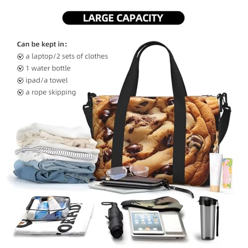 Chocolate Cookie Duffle Bag for Men Women Gym Bag with Shoes Compartment Travel Bags Lightweight Overnight Bags4