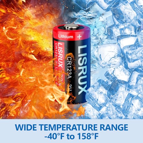LISRUX 1700mAh CR123A 3V Lithium Battery 6 Pack, 3 Volt High Power CR123A CR17345, Long Lasting Leakproof 123A Lithium Batteries for Flashlight, Home Safety and Security Devices