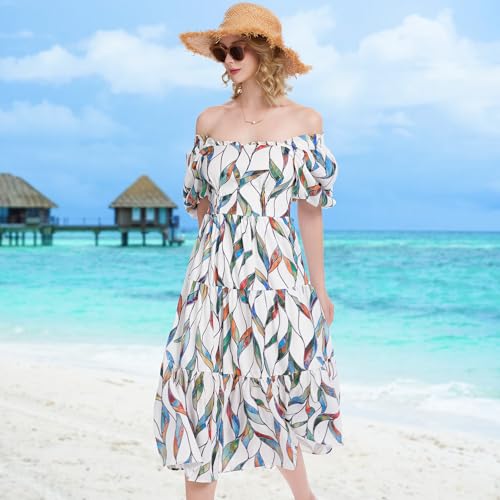 Women’s Bohemian Flora Summer Beach Vacation Dress, Casual Long Flowy Dress for Outdoor Parties4