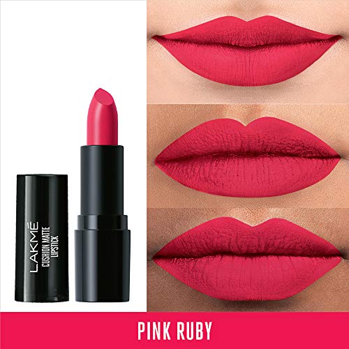 Image of Lakme Forever Matte Lipstick, Waterproof, Non Drying, Creamy Matte Bullet Lipstick Made With French Rose Oil Extracts, Pink Ruby, 4.5g