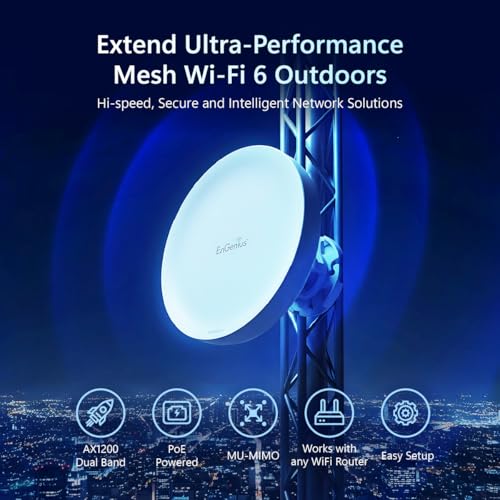 Image of EnGenius EnStation6 Outdoor Wi-Fi 6 Wireless Bridge, 5GHz, 1200 Mbps, 2x2 MIMO, 19 dBi Antenna, 26 dBm, IP55, Long-Range Point-to-Point Up to 18km, Gigabit Port, Weatherproof