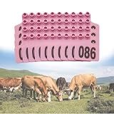 SNQIAN Cattle Ear Tags, Large Plastic Livestock Ear Tags for Sheep, Cows, Calves, Pigs, No. 001-1000, Animal Identification Ear Tags Pink 301-400