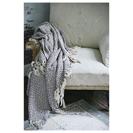 Jeanne d´Arc living filt överkast pläd fransar JDL170 x 130 Shabby