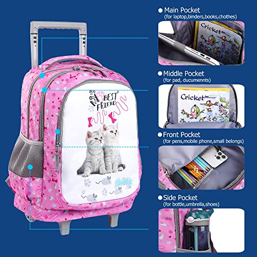 Seastig Rolling Backpack For Girls And Boys Wheeled Backpack For Kids 18 Inch Double Handle Backpack With Wheels Children Luggage Bag #TOP1