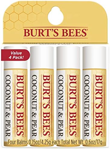 Burt's Bees 100% Natural Moisturizing Lip Balm, Coconut & Pear with Beeswax & Fruit Extracts - 4 Tubes