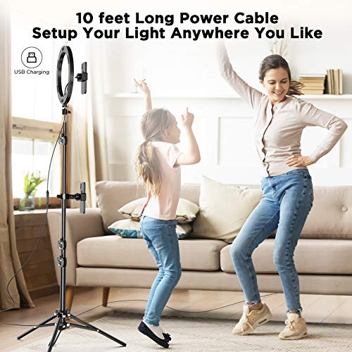 10.2 inch Selfie Ring Light with Tripod Stand & 2 Phone Holders, LETSCOM Dimmable Led Beauty Camera Ringlight for Makeup/Photography/YouTube Videos/Vlog/TIK Tok/Live, Compatible with iPhone & Android - Thumbnail 6