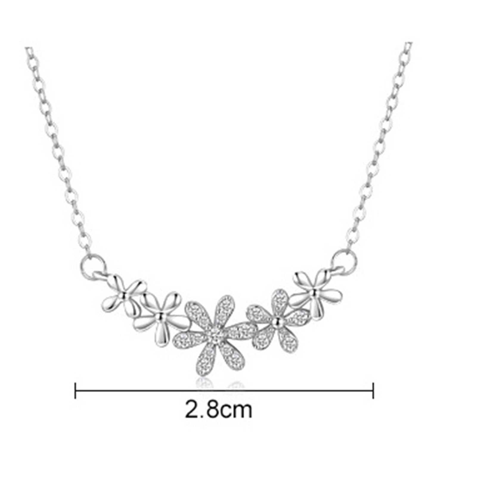 Collar de margaritas para adultos, cadena de oro blanco de 9 K, 14 y 18 quilates con moissanita, collares de cable alargado para hija de 40 + 5 cm