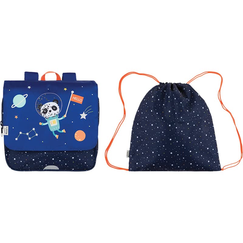 Cartable souple Cosmos Bleu Tann's avec bandes réfléchissantes et grand volume de rangement