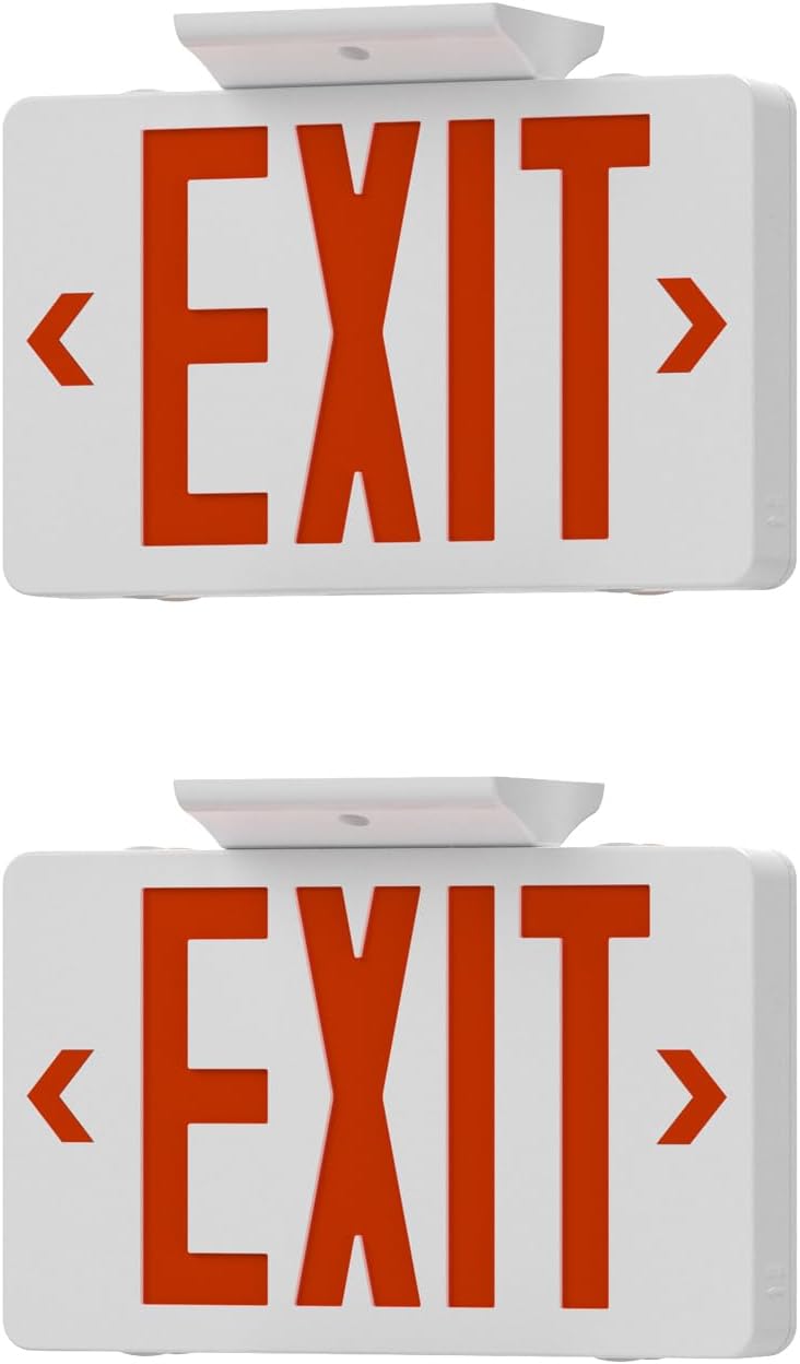 Exit Signs with Emergency Lights,Double Face Exit,AC 120-277V, Hardwired Exit Signs for Business Indoor ETL Listed 2 Pack