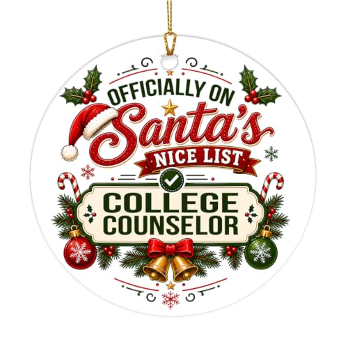 Santa's Nice List College Counselor Christmas Ceramic Circle Ornament