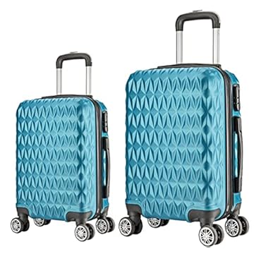 Kit Mala de Viagem 2 Peças Bordo e M - C/ 4 Rodinhas 360º Azul