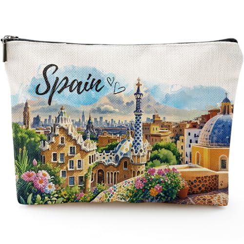 Spain Souvenirs Makeup Bag - Granada Albaicin Landscape Scenery Spain Travel Souvenirs, Spainish Gifts for Friends Birthday Travel Essential Gifts from Spain