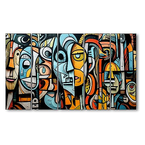Image of The Castle Decor-Brick lane graffiti wall Art Set of 5 Big Size (27x48) Multiple Frames Wall Art Painting for living room,Bedroom,Drawing room,Hotels-Wooden Framed-Digital Painting