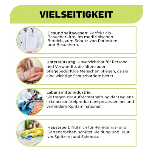 XARA Schutzkittel Einweg - Einweg-Schutzkittel – Einwegkittel – Einheitsgröße - Größe XL -112 x 138cm - TNT Polypropylen 25 gr - Einwegkittel mit Kontaktverschluss - Atmungsaktiv - 10 Stück