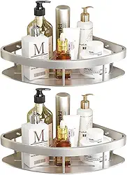 Prateleira de canto para banheiro (conjunto de duas) Rack de armazenamento com capacidade extragrande Instalação sem perfuração