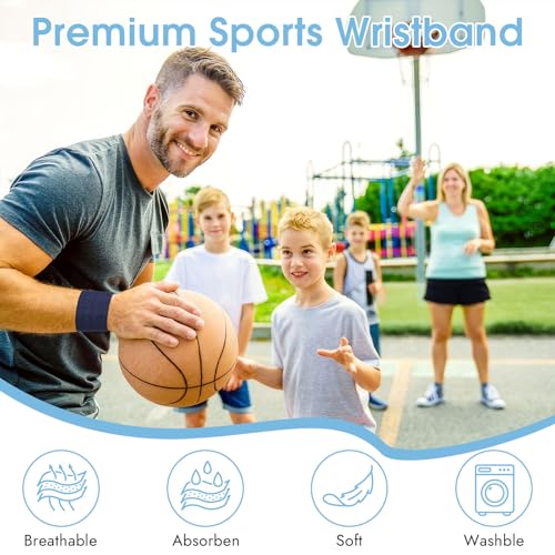 Image of 8 Pack Wrist Sweat Bands for Men Women, Absorbent Sports Wristband