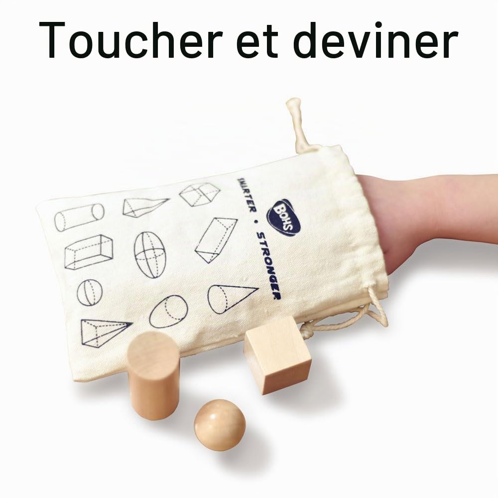 BOHS Jeu Montessori en Bois, 10 Coffrets de Solides géométriques 3D