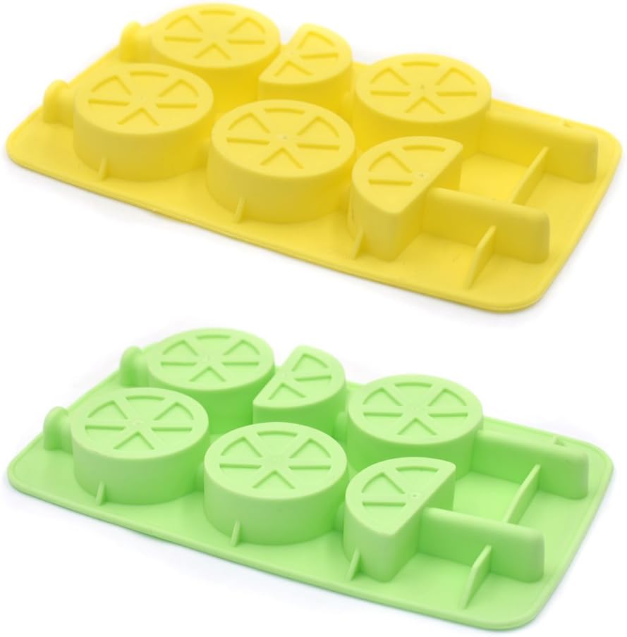HAIOPS Lemon Shape Silicone Popsicle Mold Ice Cube Tray Mold for Party Bar DIY Drinking Wine Whiskey Beer Juice (Yellow& Green)