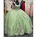 TRHTX Lace Appliques Quinceanera Dresses Off Shoulder Beaded Mint Green Puffy Prom Dresses Long Ball Gown Size 4