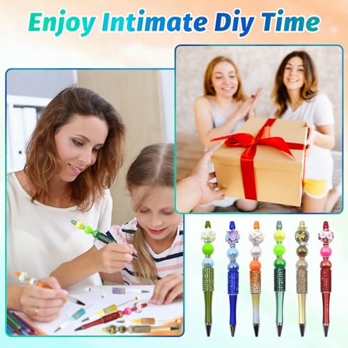 Image of 75 Pcs DIY Diamond Beadable Pen Kit - 25 Plastic Rhinestone Beaded Pens Bulk with Refills & Bags - Fancy Cute Glitter Pens for Crafting, Students & Teachers - School Supplies, Office Item