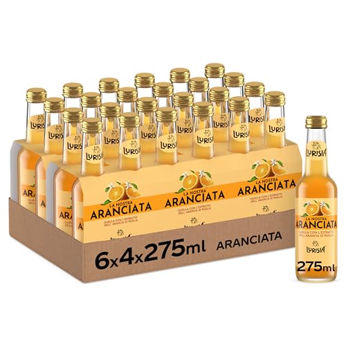 Lurisia La Nostra Aranciata – 24 Bottiglie in Vetro da 275ml, Bevanda Analcolica Prodotta con il Succo delle Arance Italiane e l’Estratto di Arance Pugliesi, Gusto Dissetante