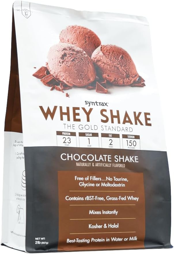 Syntrax Nutrition Whey Shake, Cold Filtered & Undenatured Whey Protein Powder Blend, Chocolate Shake, 2 lbs