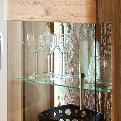 Lomadox Wohnwand in Asteiche Bianco massiv geölt, mit Highboard, Lowboard, Vitrine und Regal, 320cm Breite – Bild 8