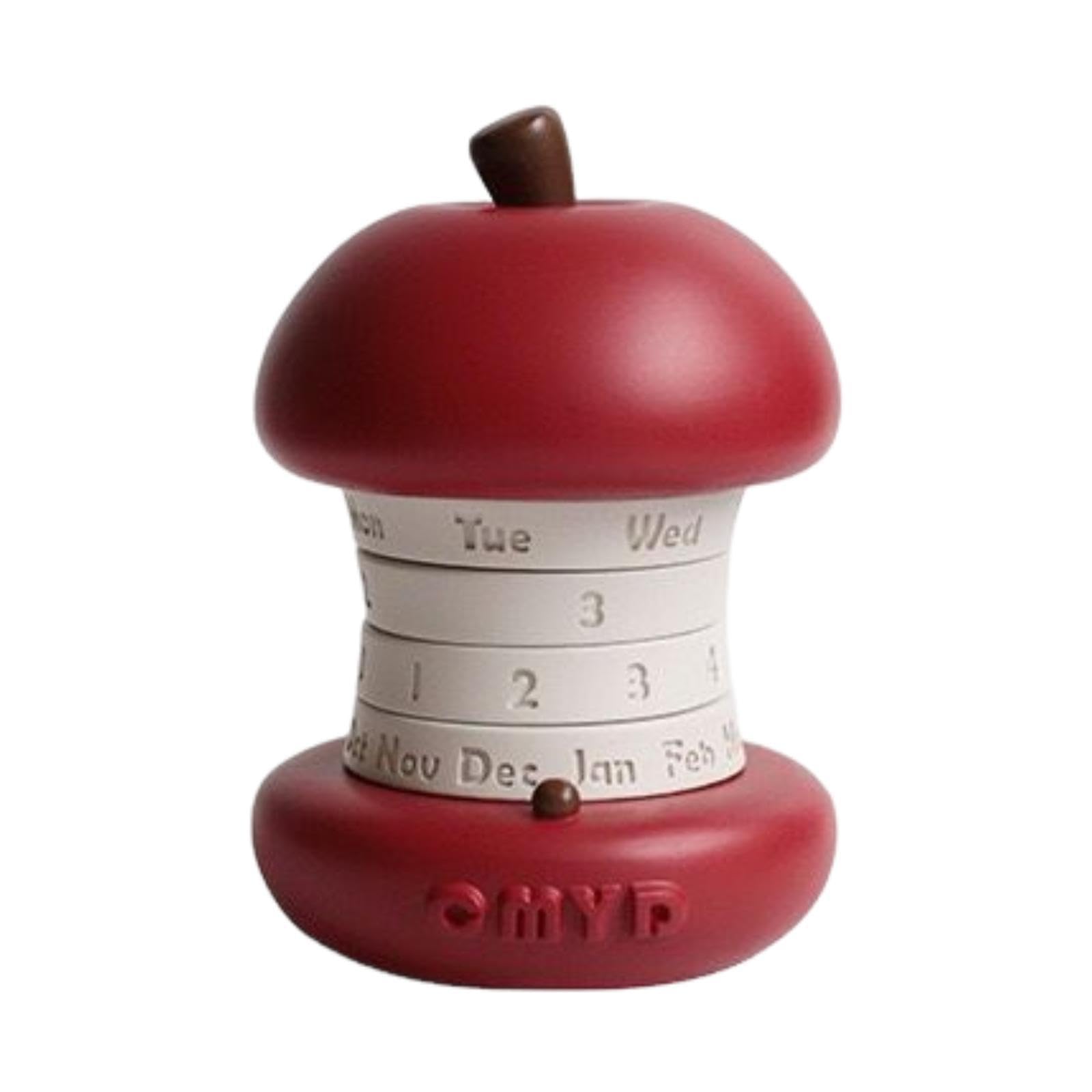 Milageto Rotierender Tischkalender, Tischkalender, Heimdekoration, Küche, Apfel-Ornament aus Harz für Arbeitszimmer, Wohnzimmer