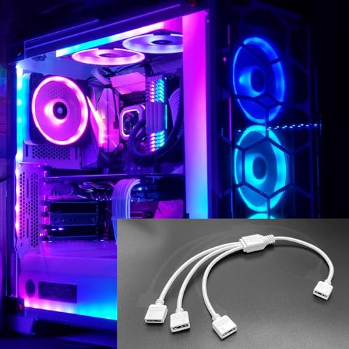 Jstincal 2PCS White ARGB Spliter Cables, 5V 3-Pin Addressable RGB 1-to-3 Y Spliter Cables, for Computer Chassis, 1 to 3 ARGB Cables, 1-to-3 ARGB Extension Cables, 11.8 Inches by Jstincal - Image 6