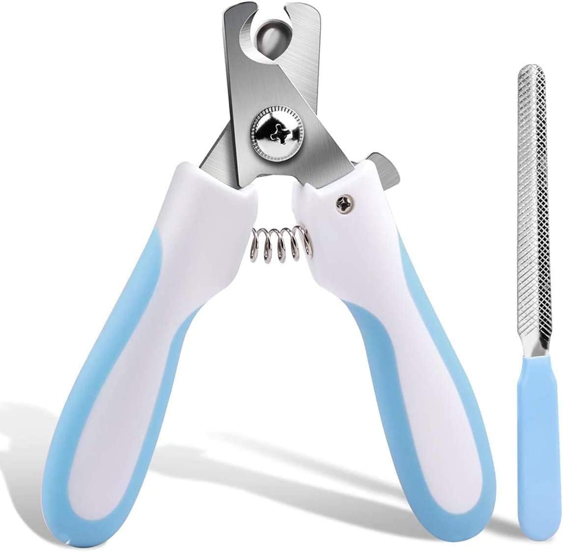 Nyganmelloz Cat Nail Clipper with Safety Guard Pet Nail Clipper and Claw Trimmer to Avoid Over-Cutting Stainless Steel for Cats Dogs,Pet Grooming Scissor Tool with Nail File blue