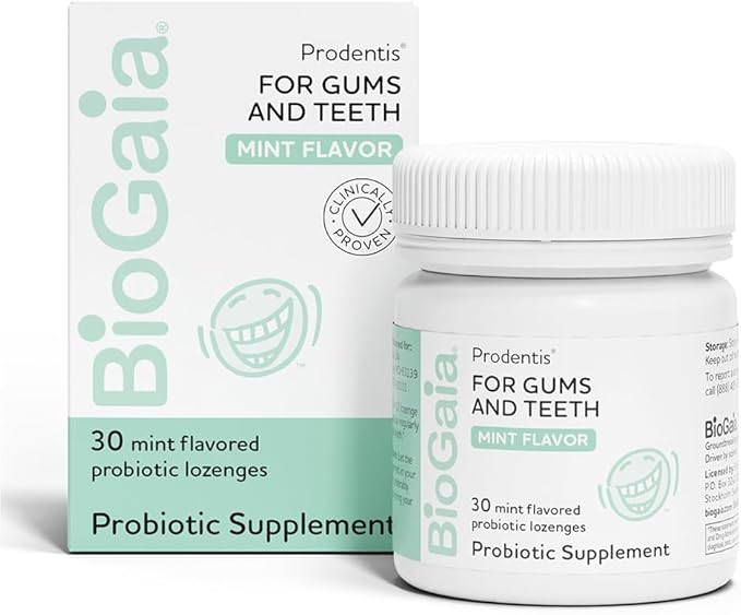 BioGaia Prodentis | Dental Probiotics for Teeth and Gums | Promotes Good Oral Health & Gut Health Too | Oral Probiotics | 30 Mint-Flavored Lozenges | 1-Pack