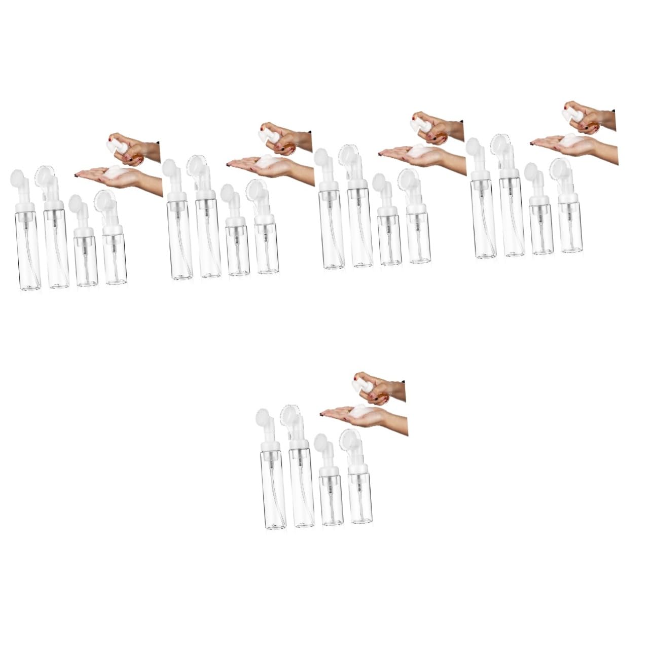 Healeved 20stücke Foaming Pump Flaschen Teilig Mit Bürstenkopf Leere Flaschen Für Gesichtsreinigung Reise Auslaufsicherer Seifenspender Mit Sanften Bürsten Für Effektive Reinigung