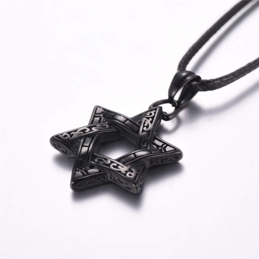 U7 Star of David Necklace for Men Women Gold/Stainless Steel Hexagon Pendant with Cross/Ruby Stone/Classic Jewish Isael Necklaces, Length 22" 24" 26" - Image 5