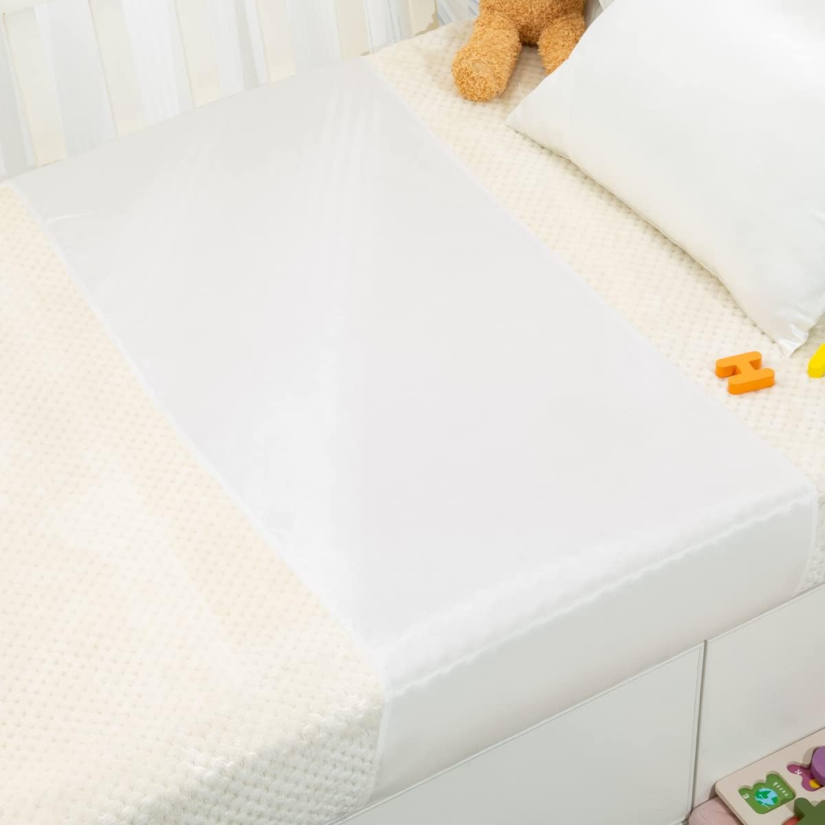 PROMEED 2 Pack 100% Mulberry Silk Crib Sleeve for Baby Hair Loss Prevention, Premium 23 Momme Natural Silk Bassinet Slip for Bassinets/Cradles/Cots/Cribs (Light Grey)