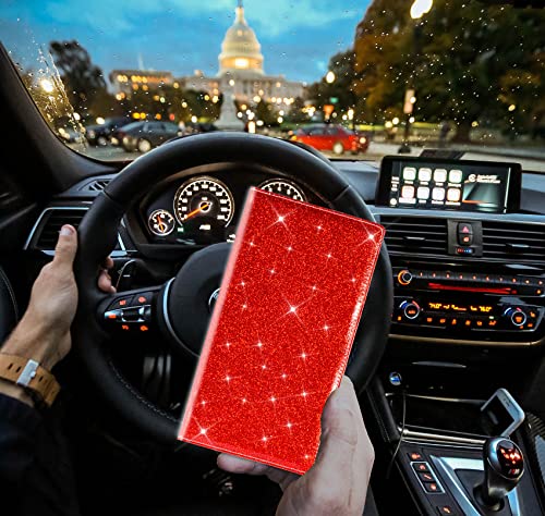 Image of TOURSUIT Car Registration & Insurance Card Holder, Glitter Red