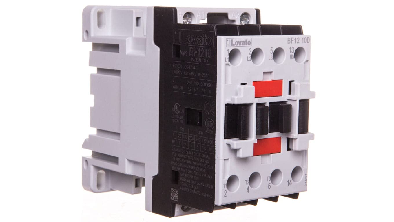 Contacteur de puissance tripolaire Lovato BF1210D024 commande 24V