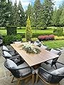 PURPLE LEAF 9 Pieces Patio Dining Set Wicker Outdoor Furniture Rectangular Table and Chairs Set for Garden Deck Teak-Finish Aluminum Frame Backyard Kitchen Set, Cushions and Pillows Included