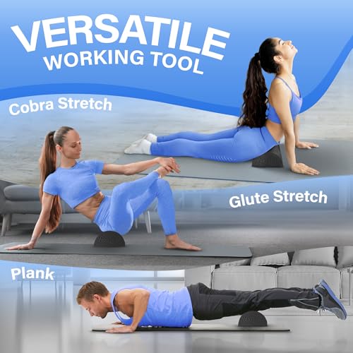 Image of Yes4All Half Foam Roller, PE Material, Medium Firm, Back Roller for Stretching, Mobility, Yoga & Pilates, Black, 12 Inch
