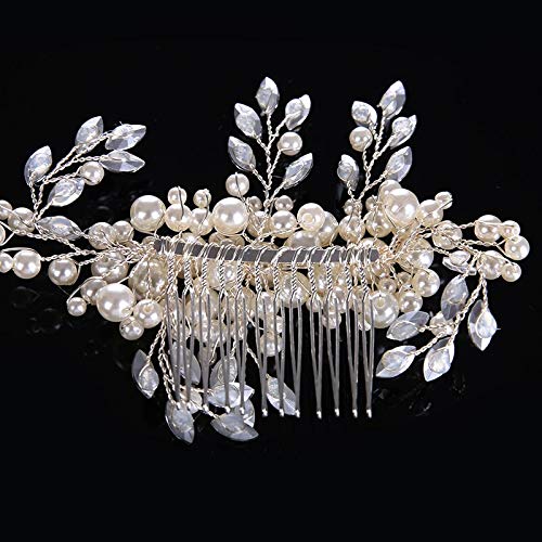 Diamentowa tiara Luksusowe ślubne akcesoria do włosów Grzebień do włosów ślubny Srebrny grzebień do włosów z kryształkami Ślubna tiara Perłowe akcesoria do włosów