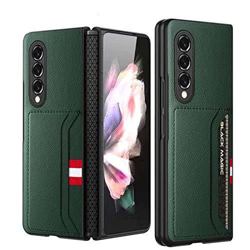 Protection charnière Samsung Z Fold 3 étui portefeuille cuir anti-choc vert