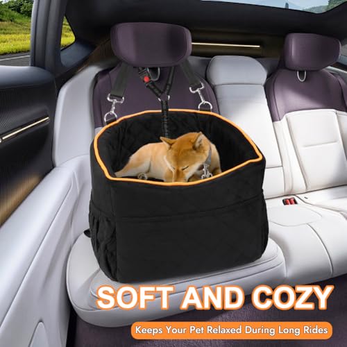 Vivifying Hundeautositz, Memory-Schaum, Hundebett für kleine Hunde unter 11kg, Abnehmbarer Hunde-Sitz, Auto-Hundesitz für Vorder- und Rücksitze, Höhenerhöht, mit Aufbewahrungstaschen (Schwarz)