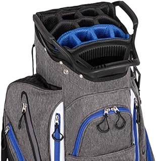 Founders Club Franklin Golf Push Cart Bag -Riding Cart Bag -Full Bag Rain Cover -Secure Push Cart Base -Light Weight -15 Way Full Length Divider-External Putter Tube-Embroidery Panel (Blue)