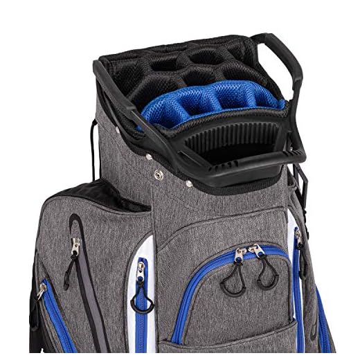 Founders Club Franklin Golf Push Cart Bag -Riding Cart Bag -Full Bag Rain Cover -Secure Push Cart Base -Light Weight -15 Way Full Length Divider-External Putter Tube-Embroidery Panel (Blue)
